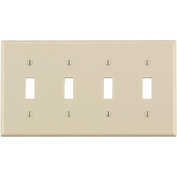 Leviton 4-Gang Plastic Toggle Switch Wall Plate, Light Almond 000-78012 - main